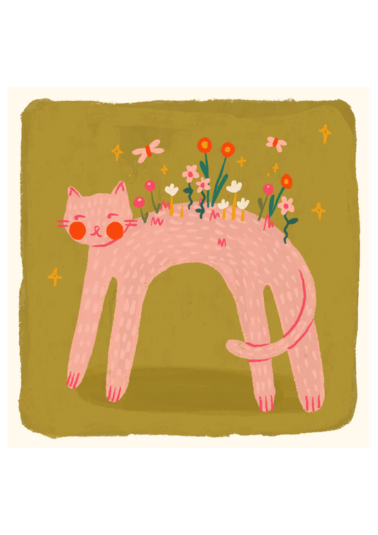 Flower Garden Pink Cat